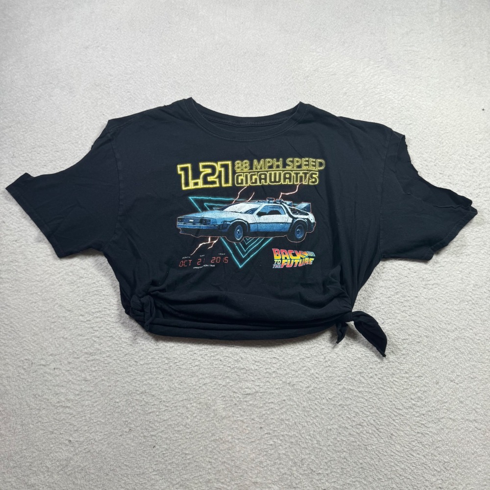 Funko Back to the Future T-Shirt Womens XL Black Fair Cropped DIY Side Tie